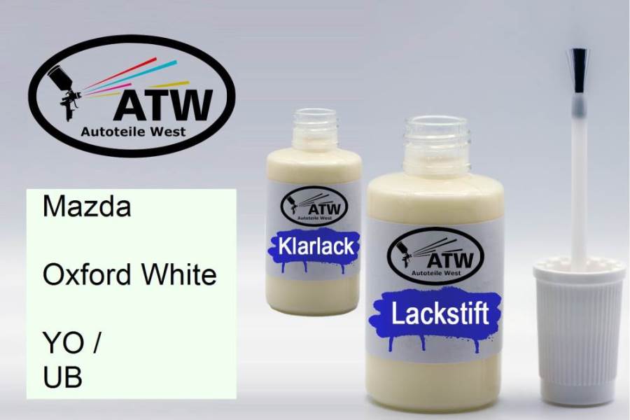 Mazda, Oxford White, YO / UB: 20ml Lackstift + 20ml Klarlack - Set, von ATW Autoteile West.